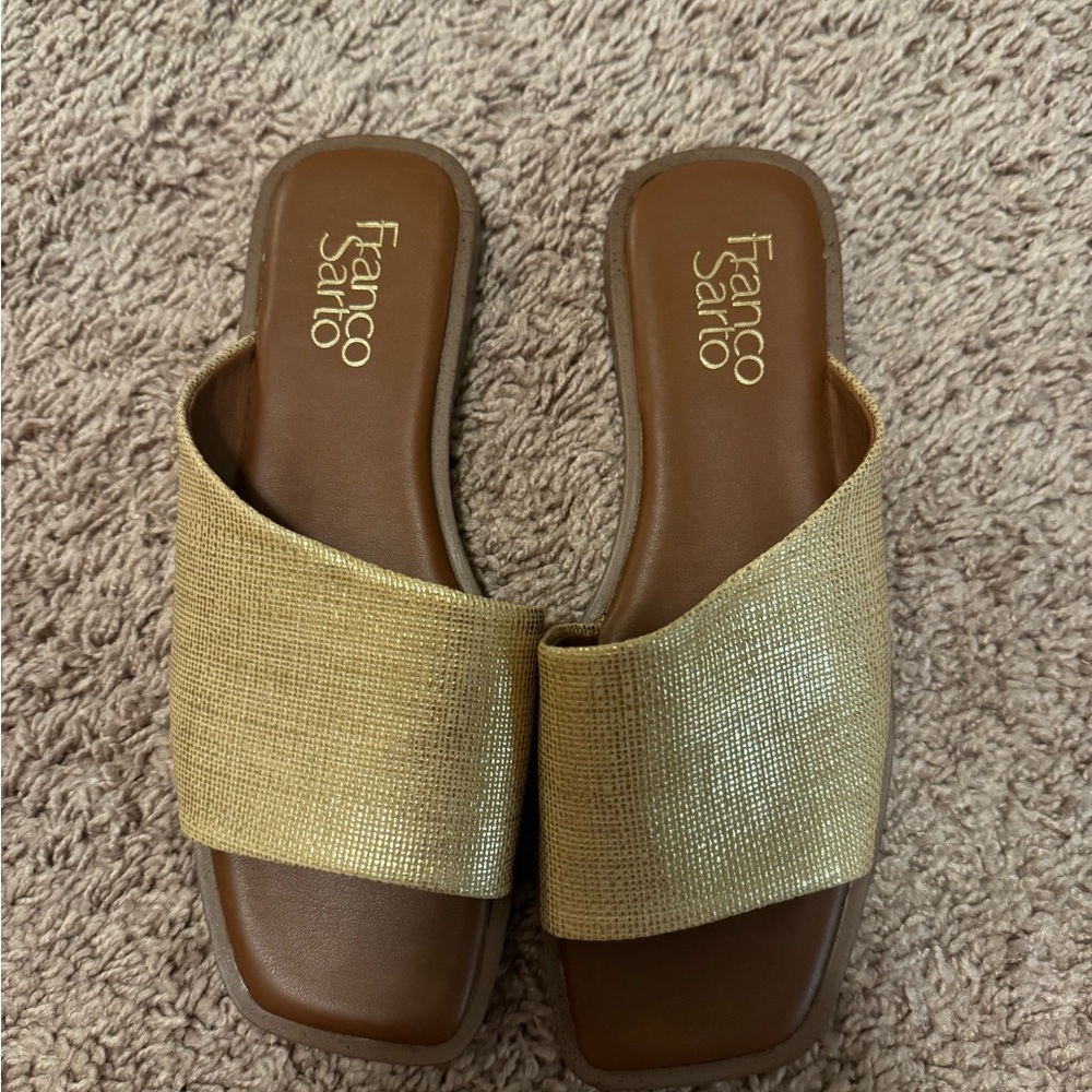 Franco Sarto Gold Textured Slide Sandals